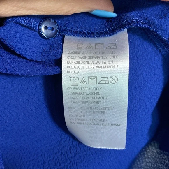 Joan Rivers Button Down Tunic, 3/4 Sleeve, Blue, Medium - Picture 5 of 8